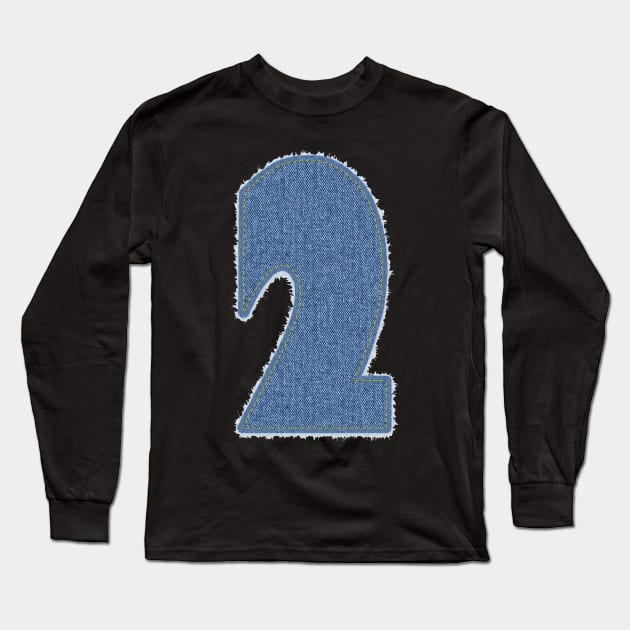 Number Two Blue Denim Long Sleeve T-Shirt by jngraphs